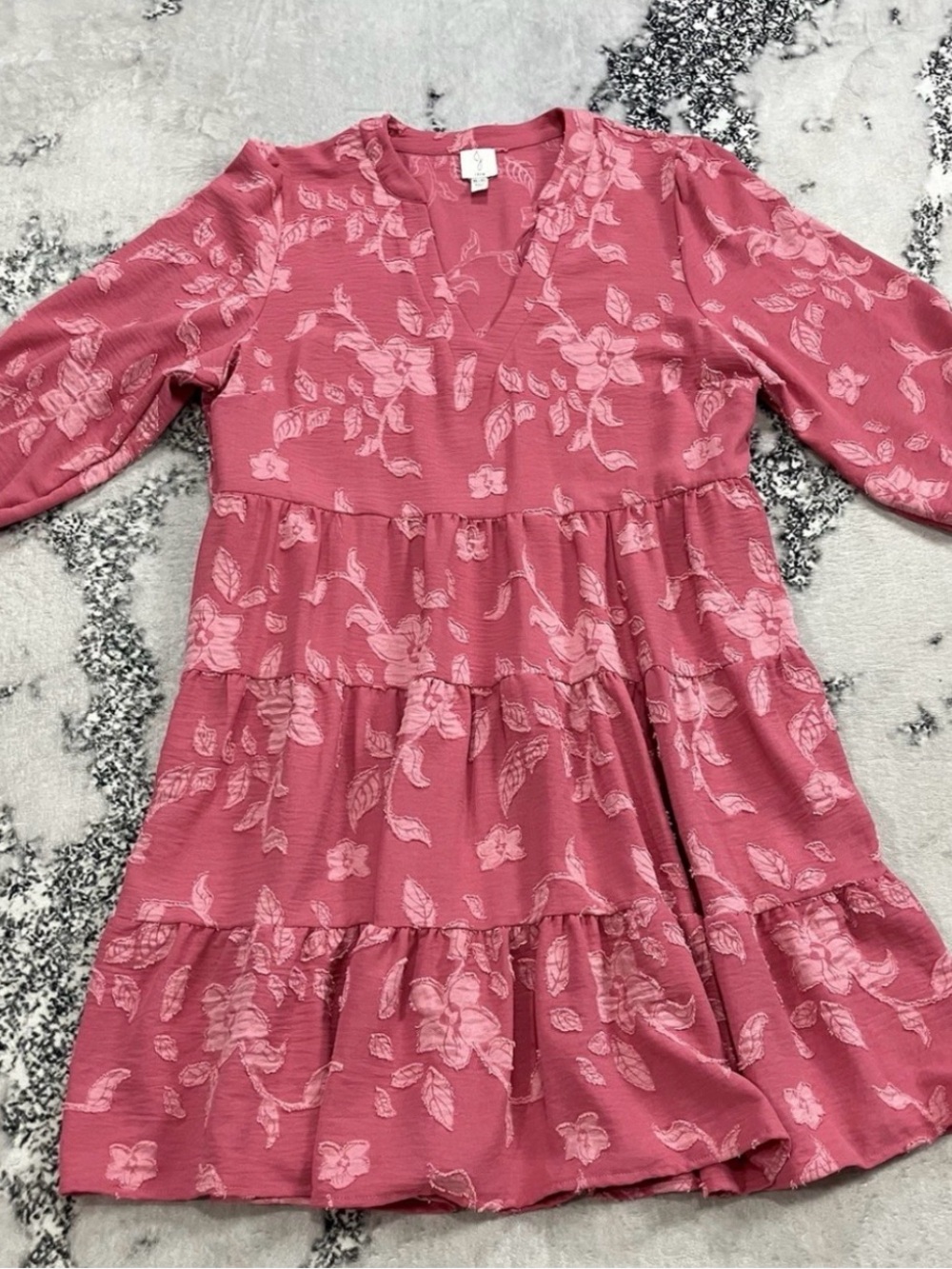 Joie Dusty Rose Floral Tiered V-Neck Mini Dress - Picture 2 of 8